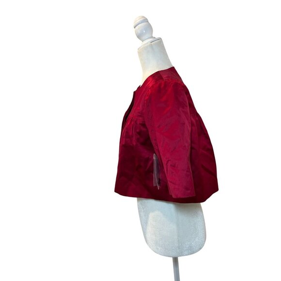 NWT Theory Crimson Tilford Tuxedo Silk Blend Cropped Jacket 3/4 Sleeves Womens M - Picture 2 of 11